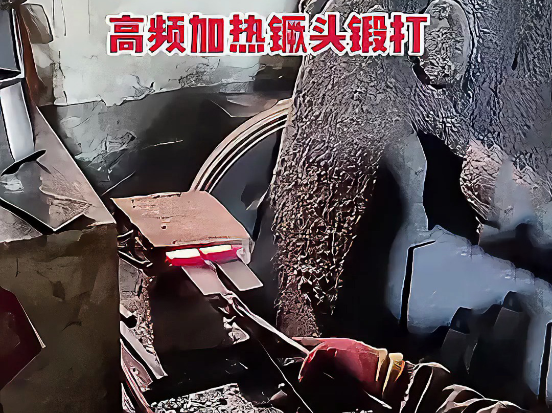 高頻加熱爐可以用在打鐵上 镢頭鍛打局部過程 加熱金屬坯料，空氣錘鍛打成基礎形狀